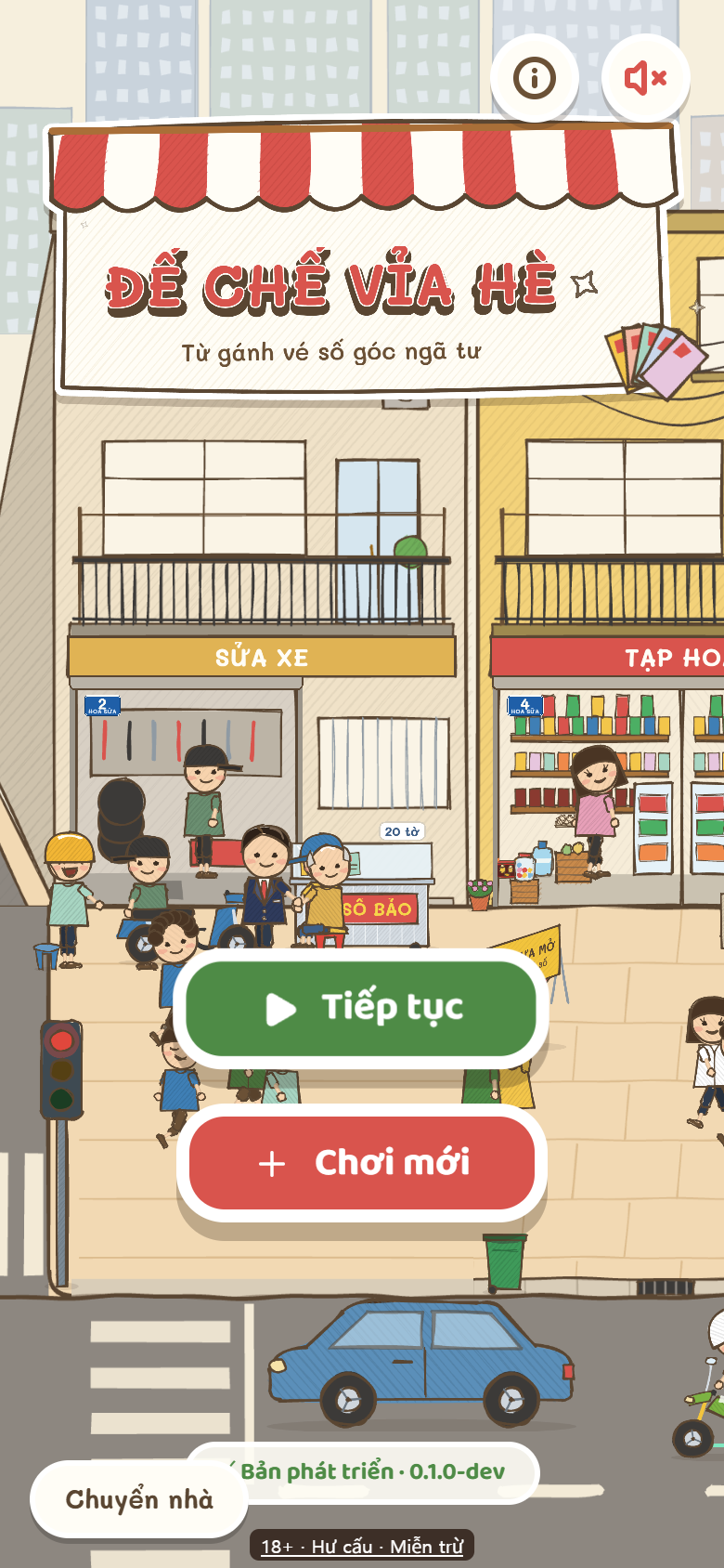 Màn chờ khi đã có bản lưu, có nút Chuyển nhà