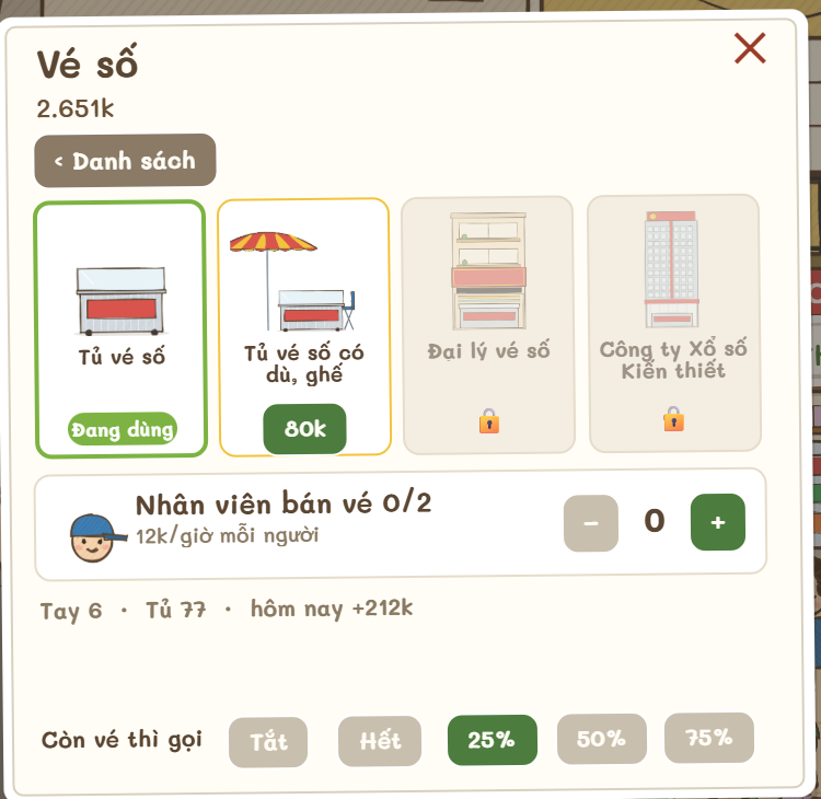 Bảng nâng cấp vé số