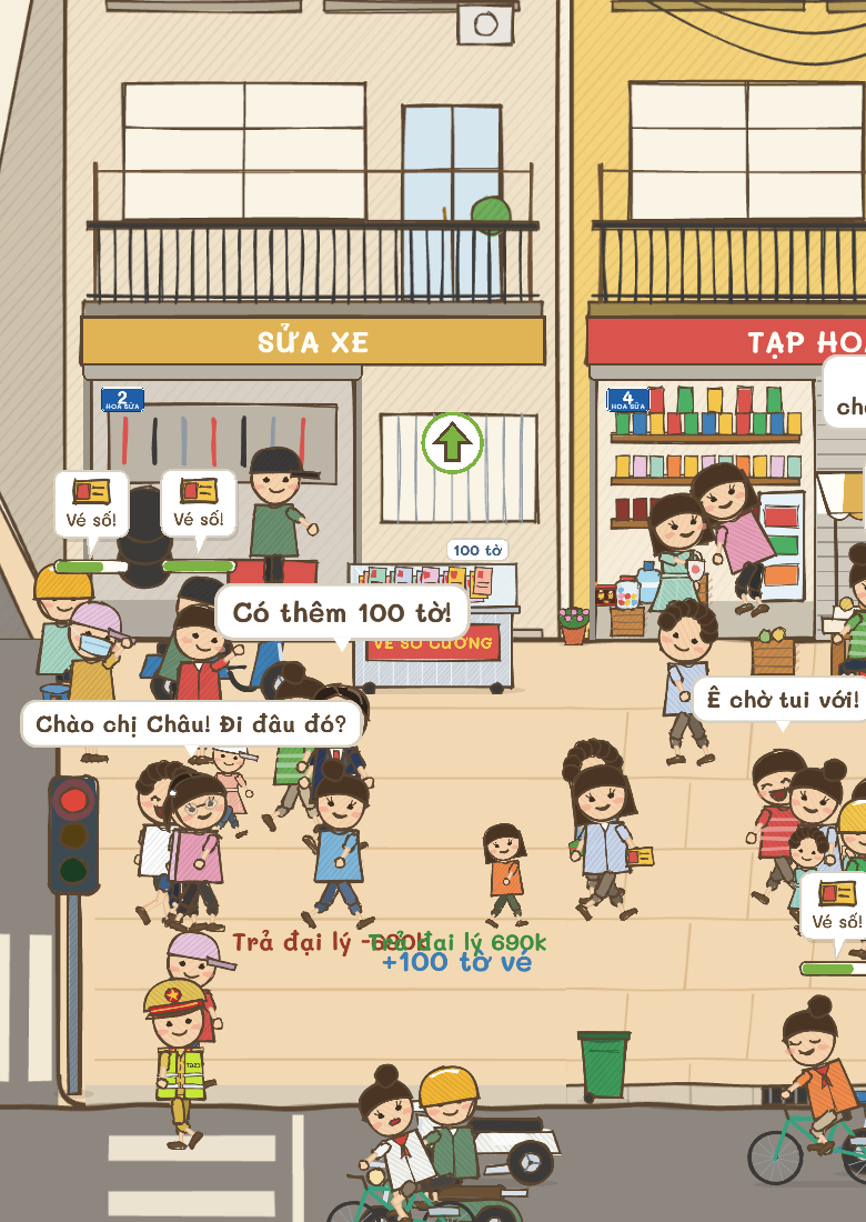 Đại lý đang chạy xe tới giao vé