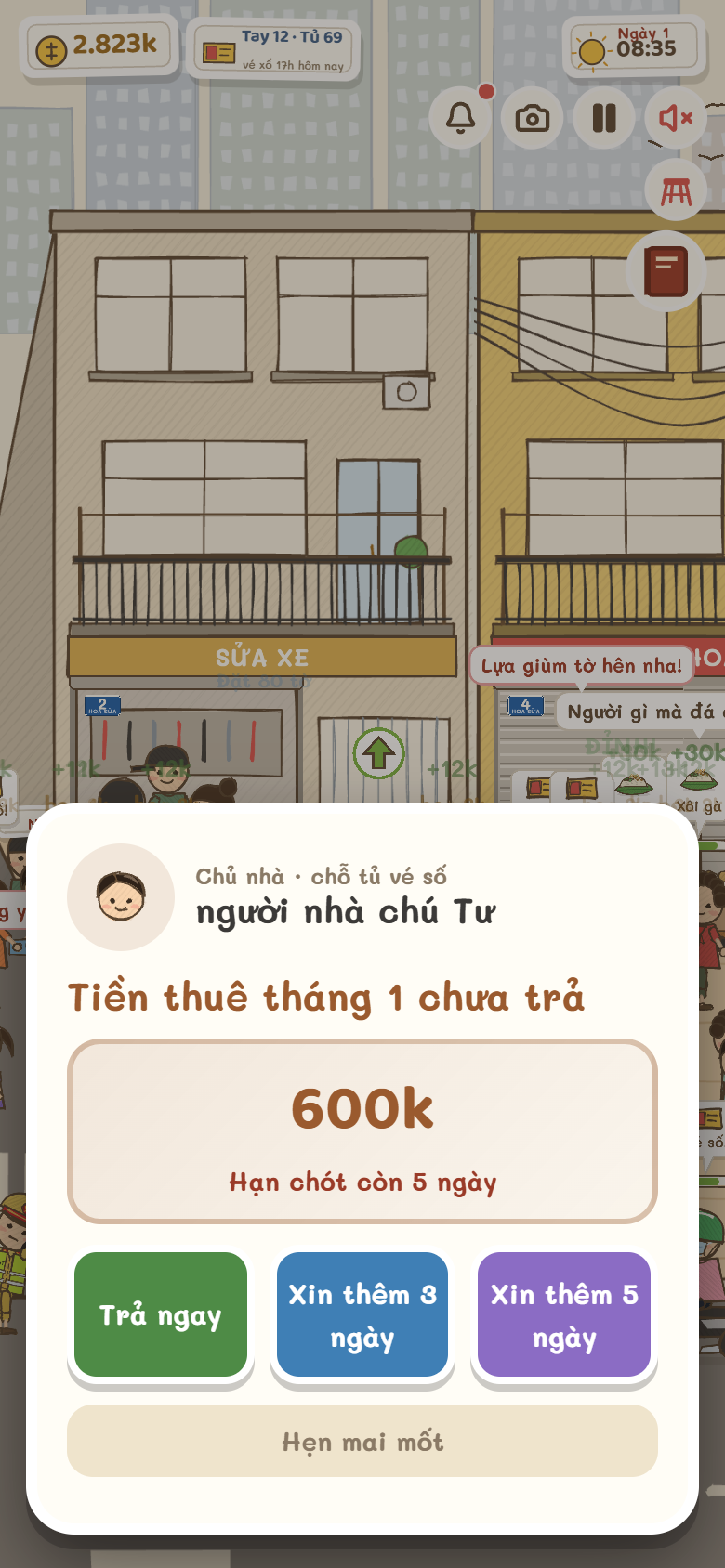 Chủ nhà ghé đòi tiền thuê